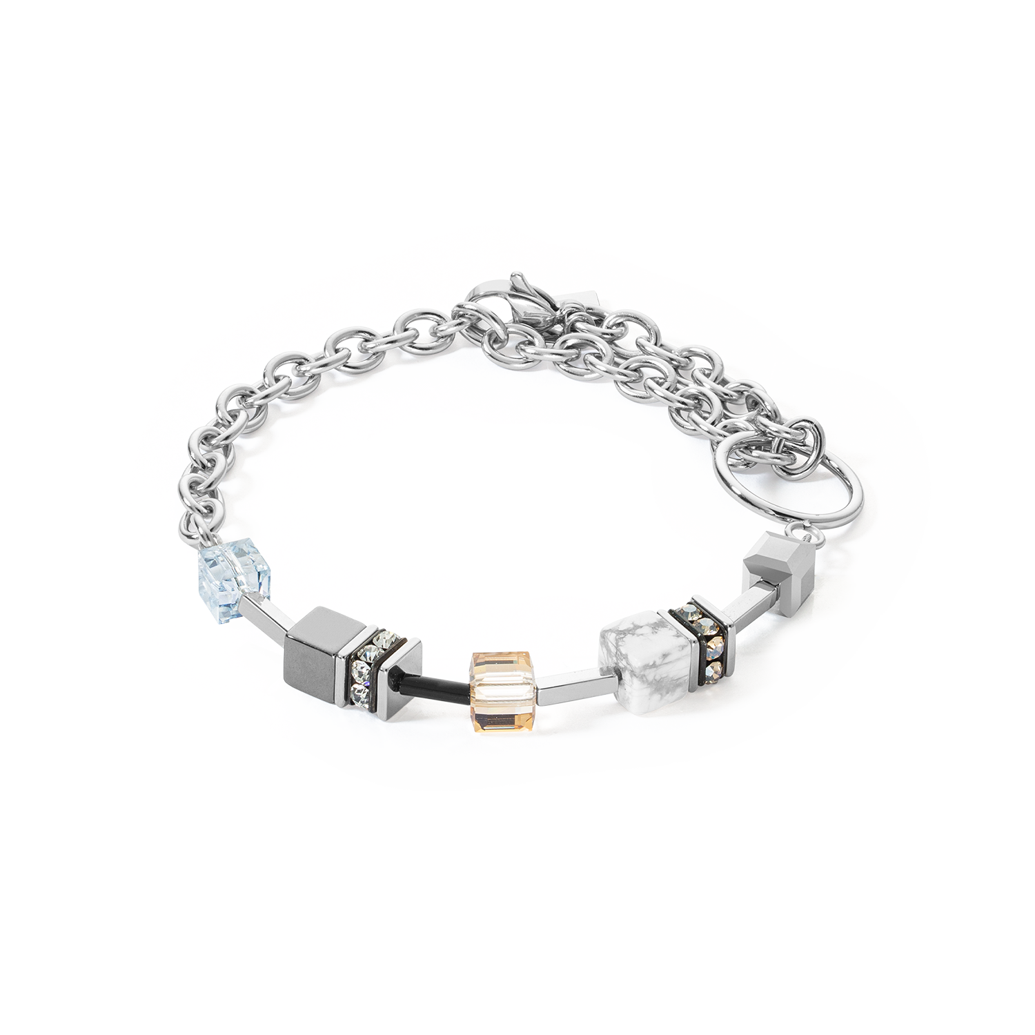 GeoCUBE® Iconic Precious Chain Armband grau-beige von COEUR DE LION
