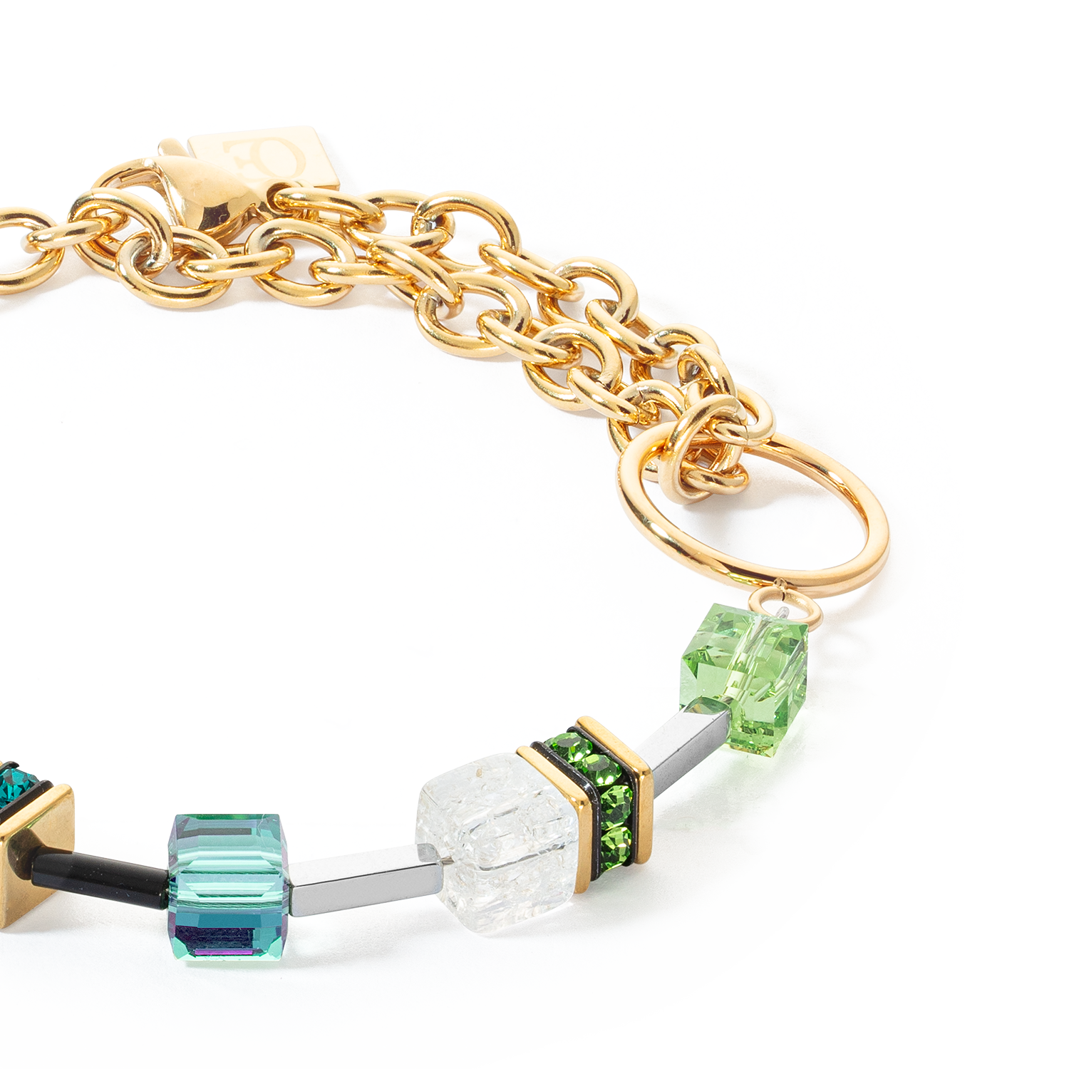 GeoCUBE® Iconic Precious Chain Armband gold-multicolor von COEUR DE LION – Detailaufnahme