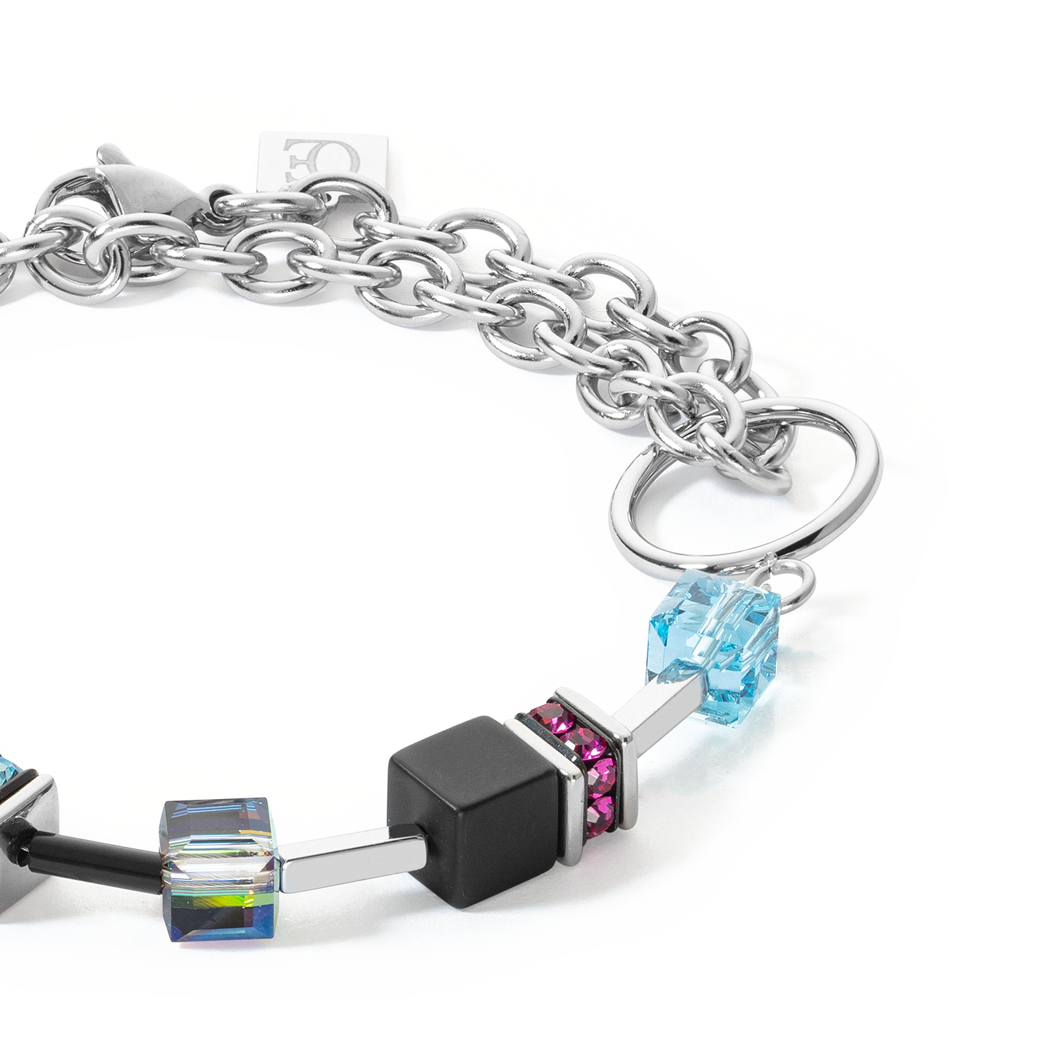 GeoCUBE® Iconic Precious Chain Armband silber-multicolor von COEUR DE LION – Detailaufnahme