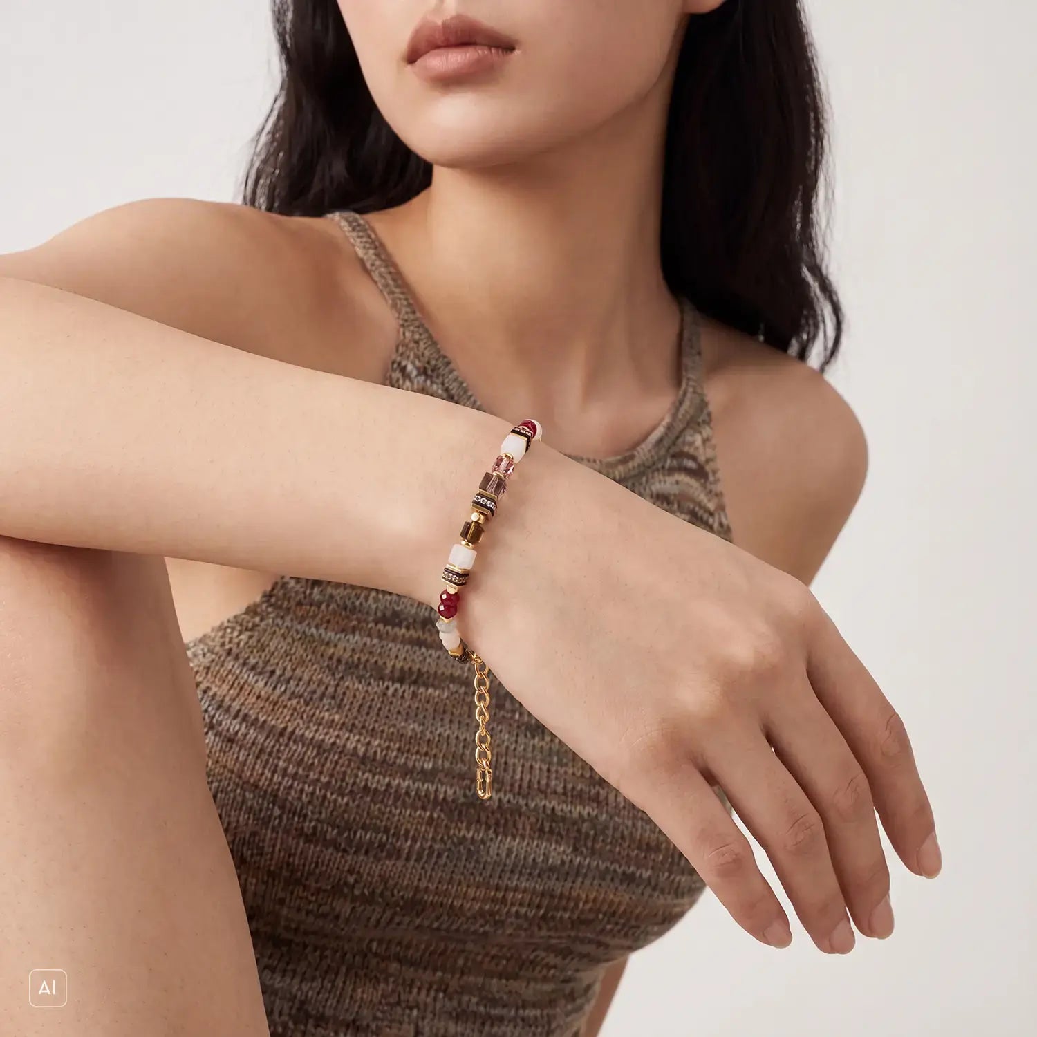 COEUR DE LION GeoCUBE® Precious Grace Armband Rose Smoke – am Model