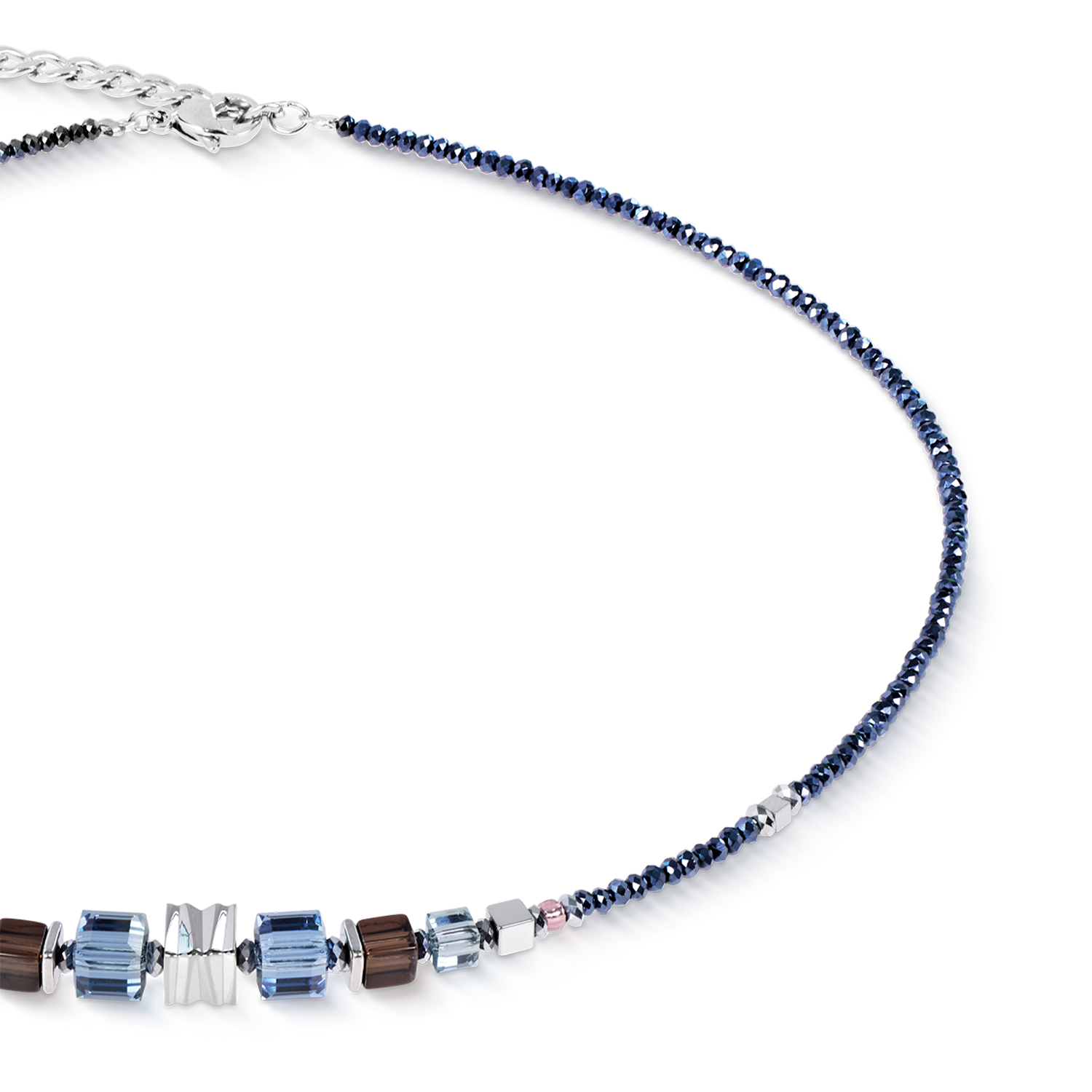 Halskette Wave Cube Flow silber-blau