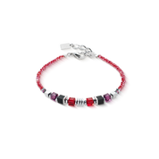 Armband Wave Cube Flow silber-rot von COEUR DE LION
