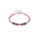 Armband Wave Cube Flow silber-rot