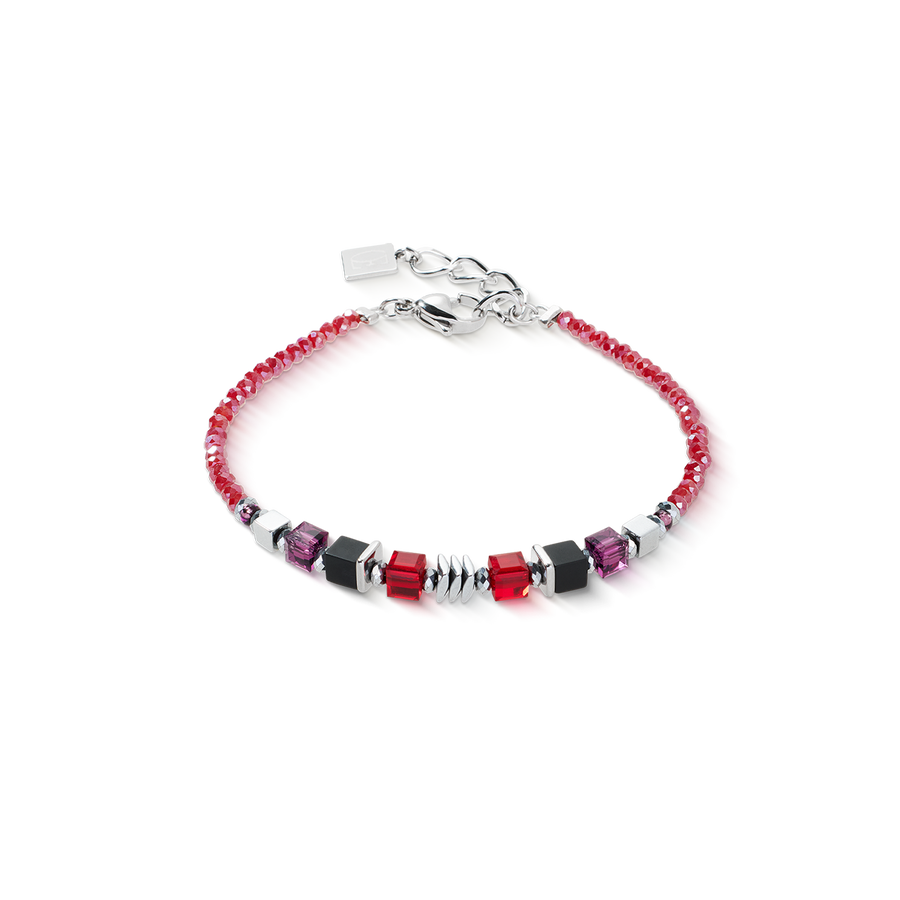 Armband Wave Cube Flow silber-rot