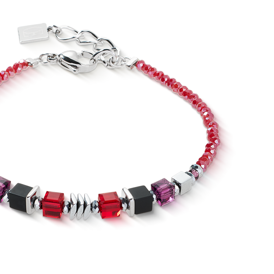 Armband Wave Cube Flow silber-rot