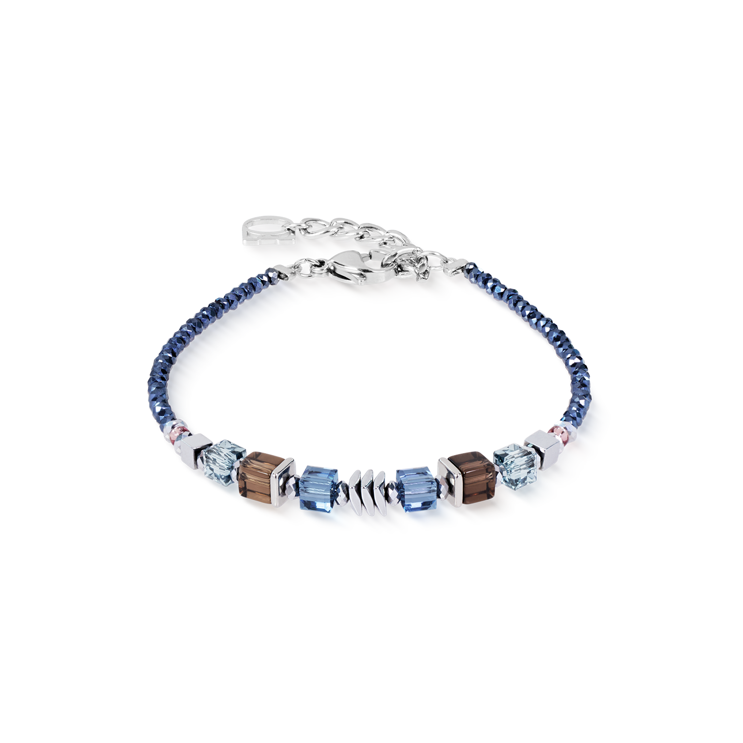 Armband Wave Cube Flow silber-blau