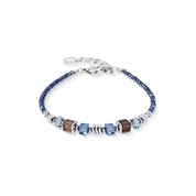 Armband Wave Cube Flow silber-blau von COEUR DE LION