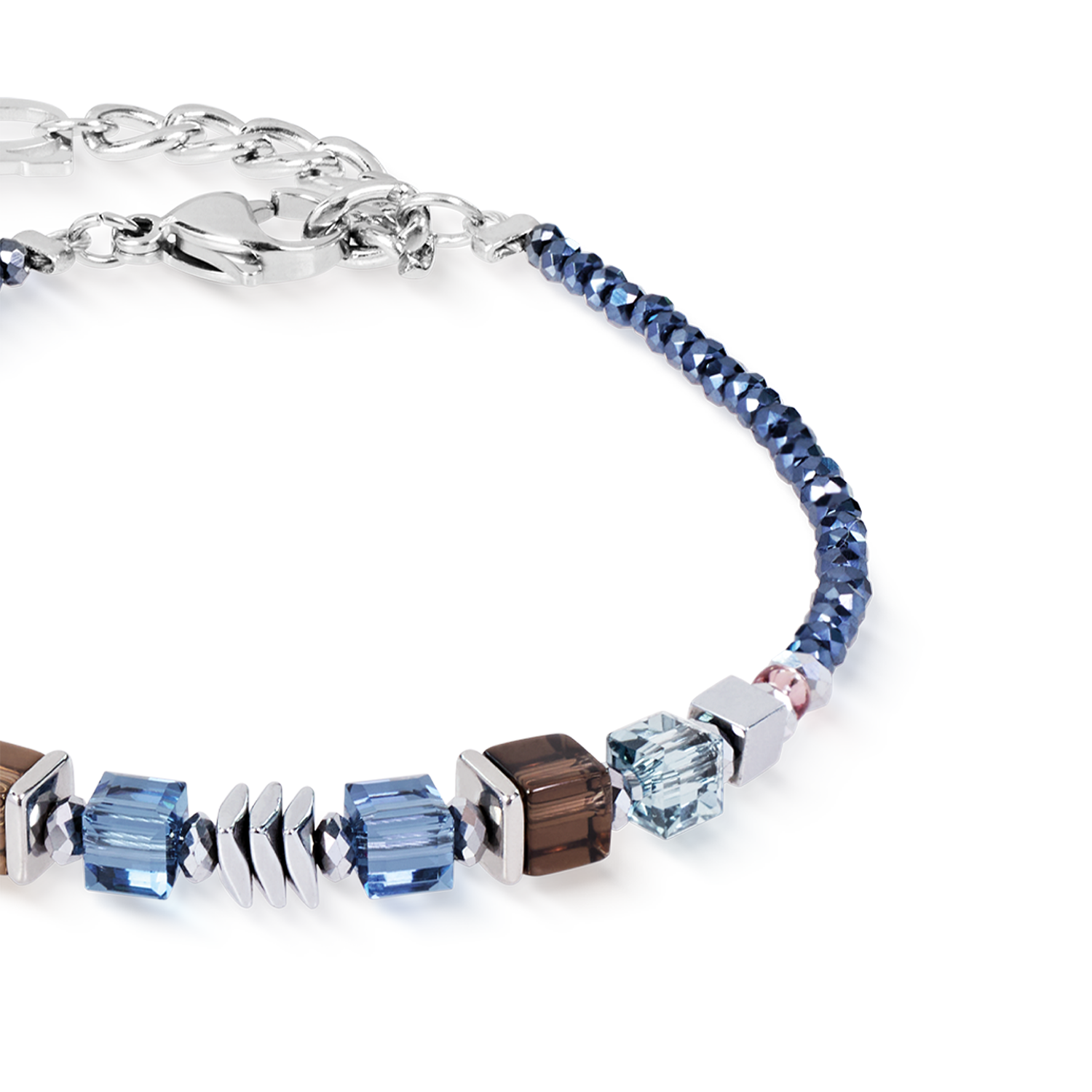 Armband Wave Cube Flow silber-blau