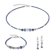 Armband Wave Cube Flow silber-blau von COEUR DE LION – im Set mit passenden Schmuckstücken