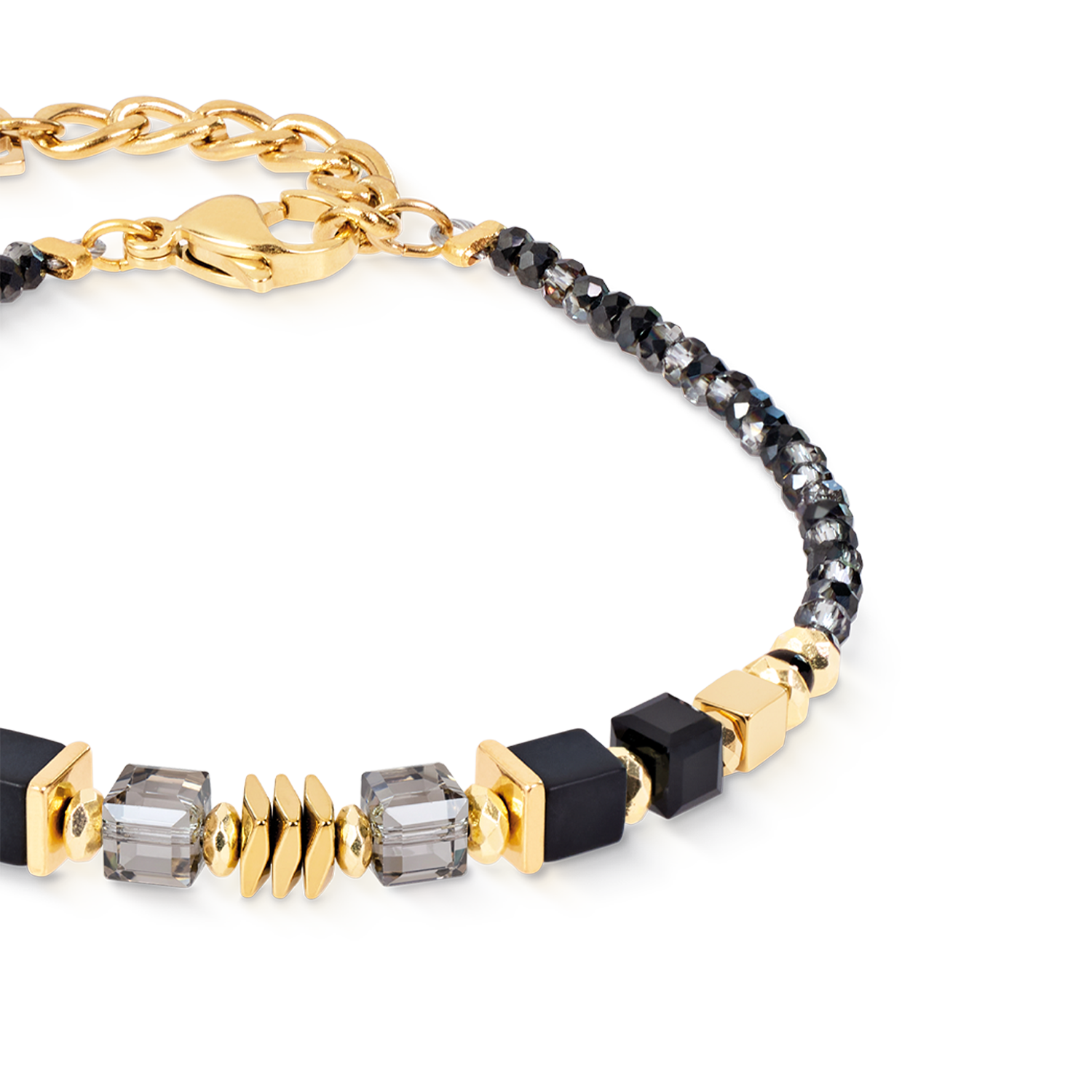 Armband Wave Cube Flow gold-schwarz