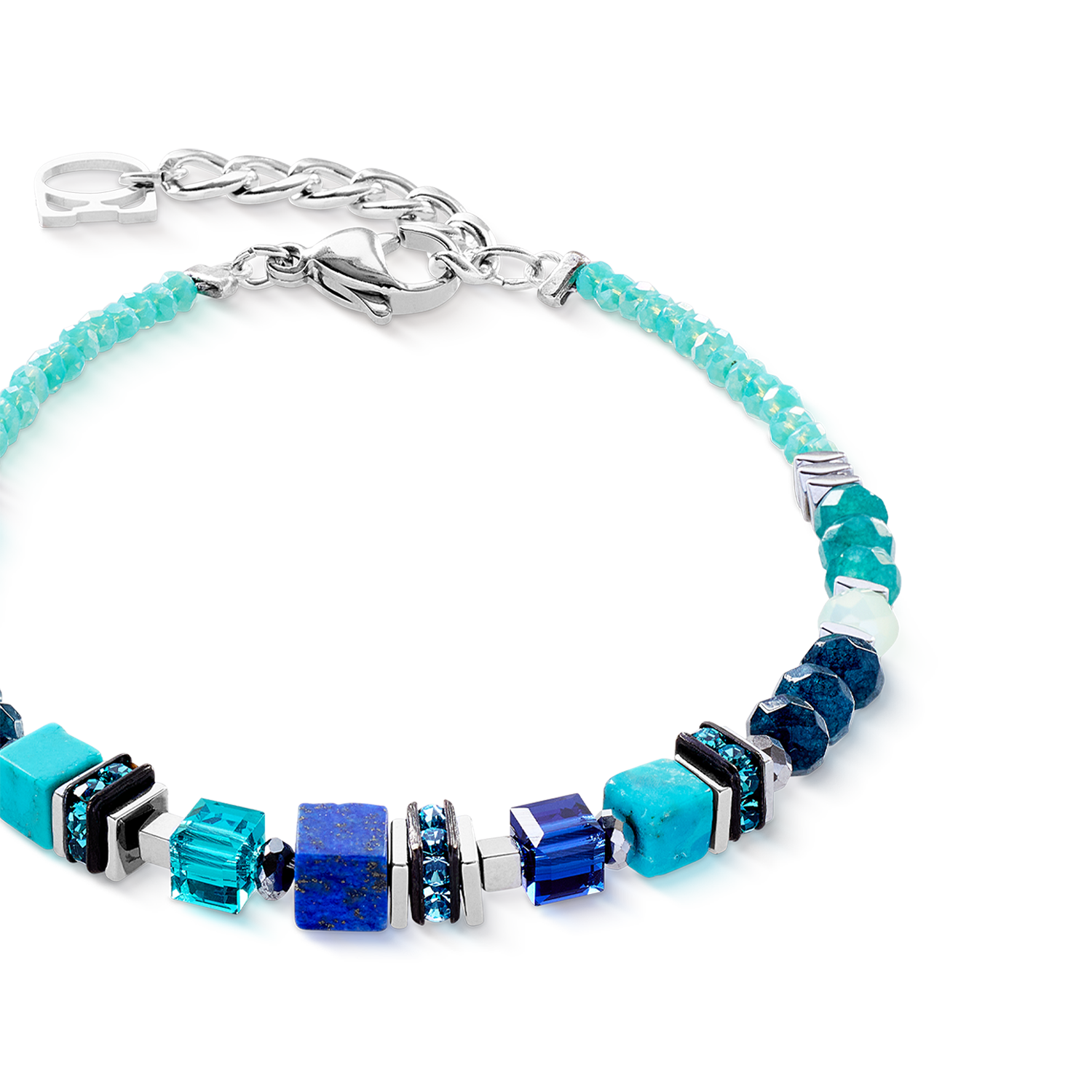 Armband Wave Precious Flow silber-teal von COEUR DE LION – Detailaufnahme