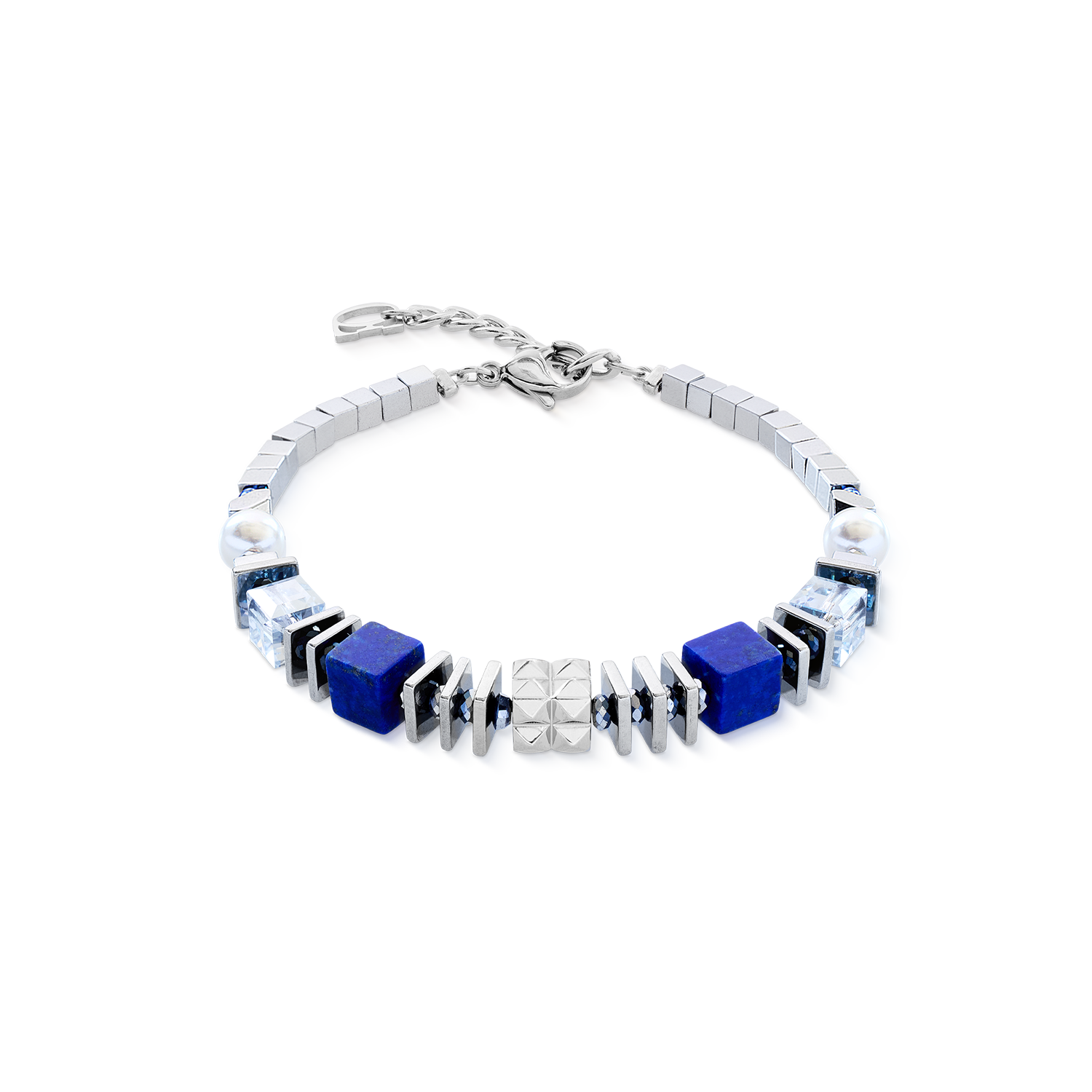 Armband Statement Cube Facets silber-blau