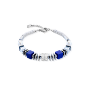Armband Statement Cube Facets silber-blau von COEUR DE LION