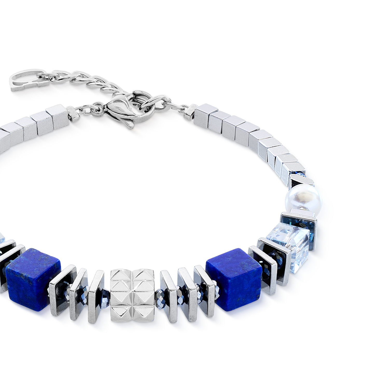 Armband Statement Cube Facets silber-blau