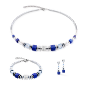Armband Statement Cube Facets silber-blau von COEUR DE LION – im Set mit passenden Schmuckstücken