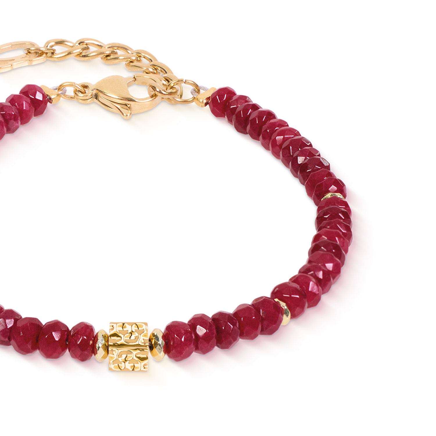 Armband Hammered Cube Ruby Gold