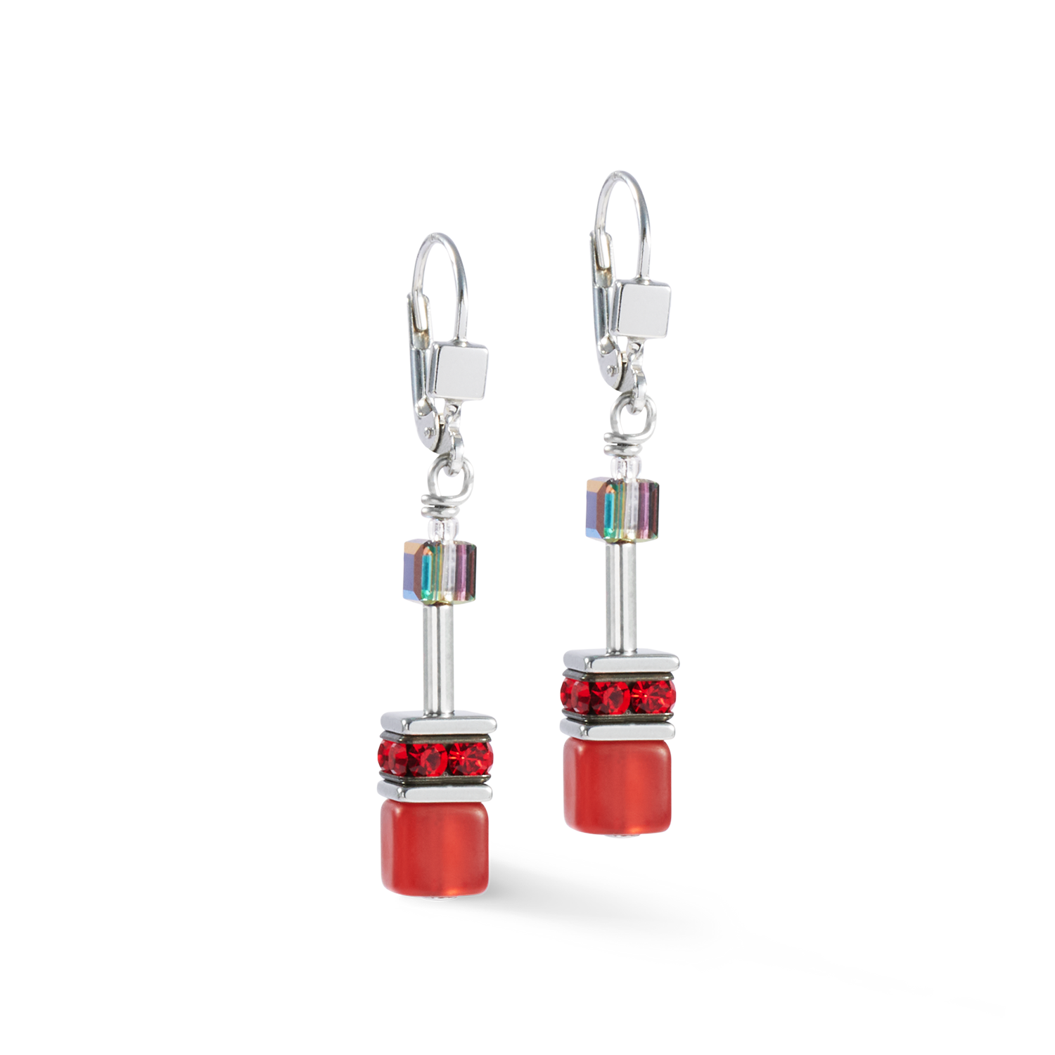 GeoCUBE® Ohrringe rot