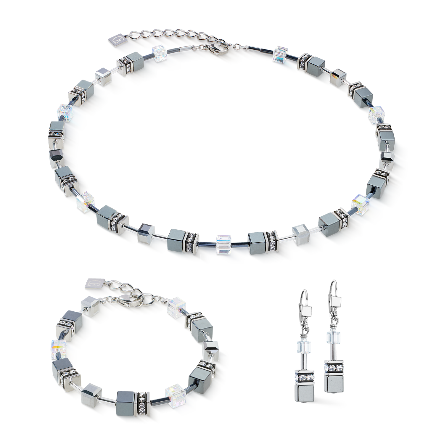 GeoCUBE® Ohrringe platinum