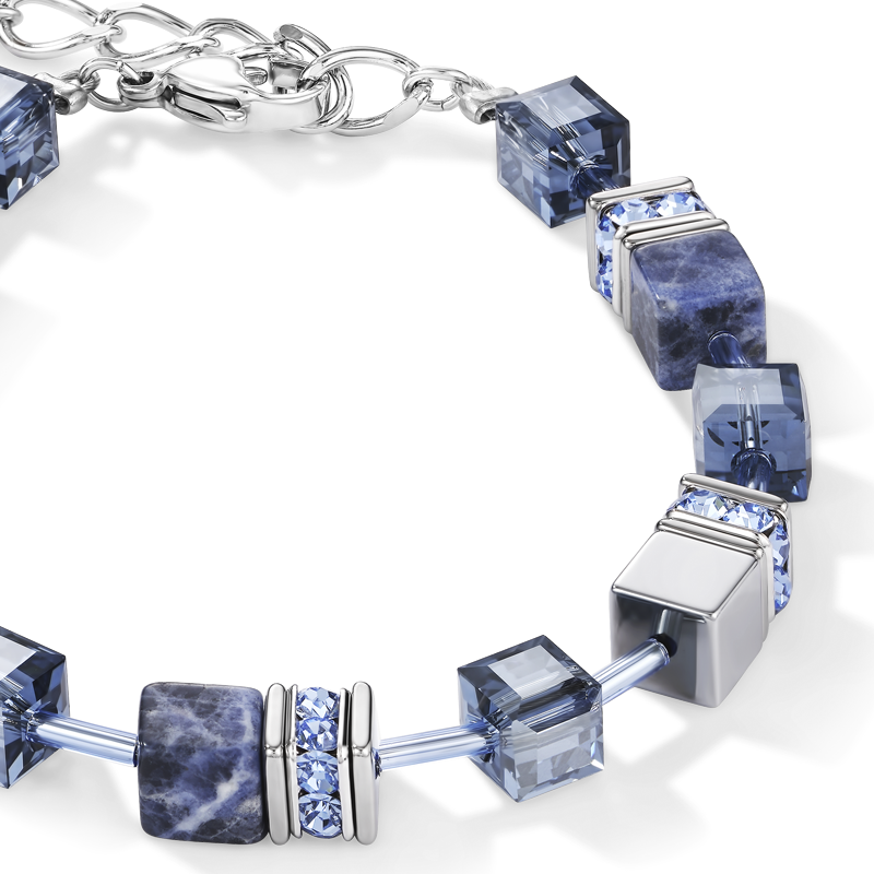 GeoCUBE® Armband Sodalith & Hämatit blau