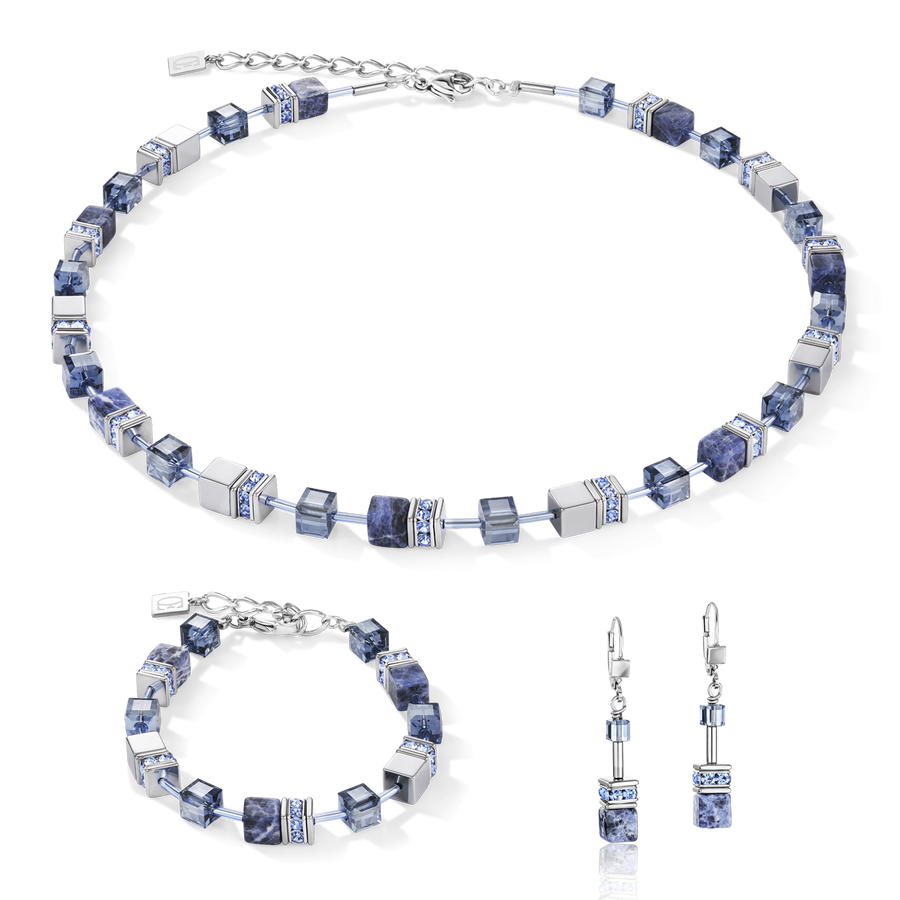 GeoCUBE® Armband Sodalith & Hämatit blau