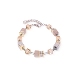 GeoCUBE® Armband Achat & Hämatit grau-gold