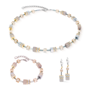 GeoCUBE® Armband Achat & Hämatit grau-gold von COEUR DE LION – im Set mit passenden Schmuckstücken