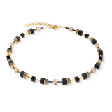 GeoCUBE® Halskette Onyx schwarz-gold