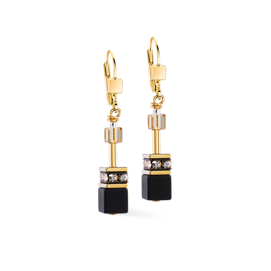 GeoCUBE® Ohrringe Onyx schwarz-gold
