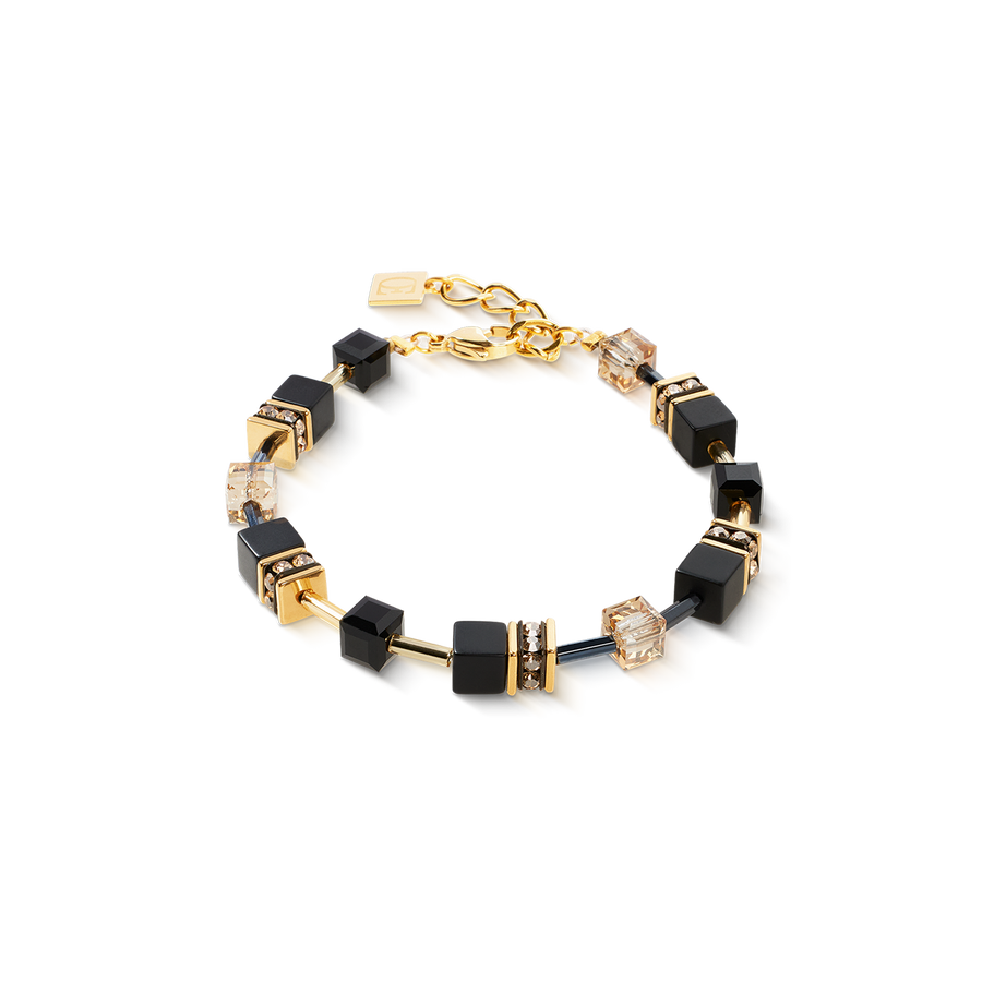 GeoCUBE® Armband Onyx schwarz-gold
