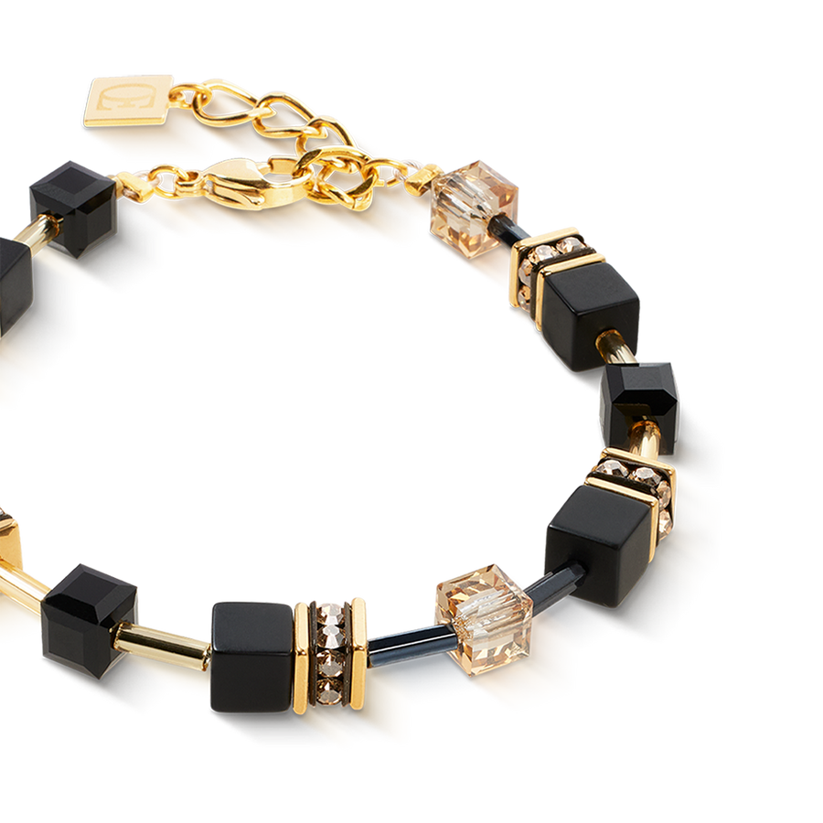 GeoCUBE® Armband Onyx schwarz-gold
