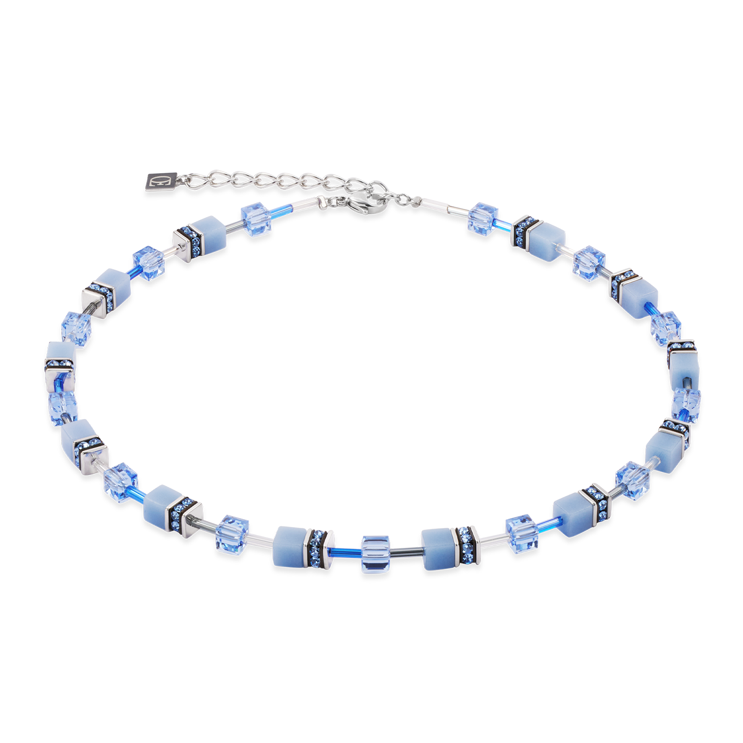 GeoCUBE® Iconic Mono Silber Halskette Blau