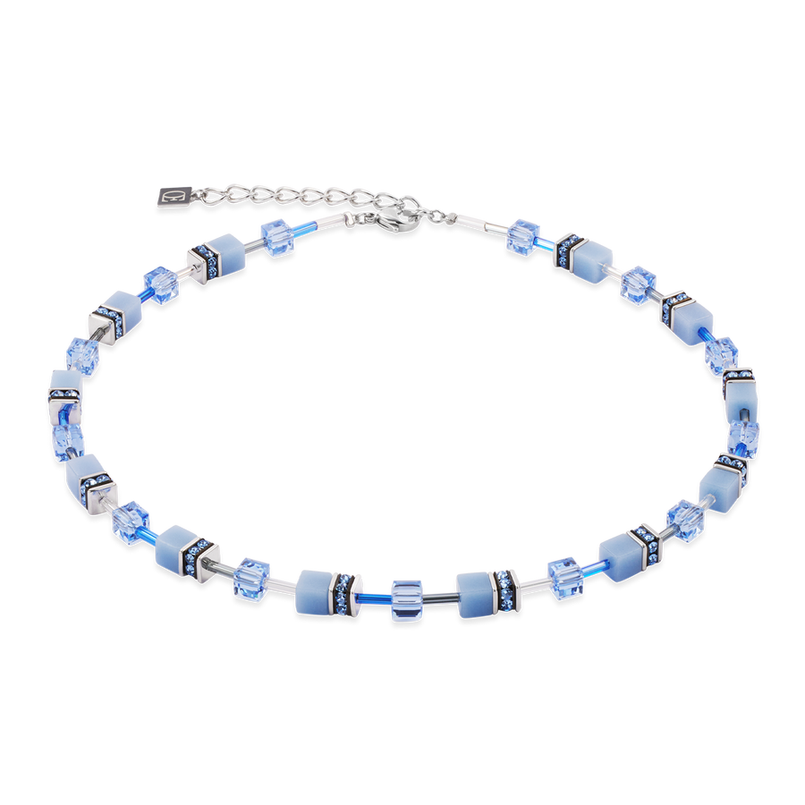 GeoCUBE® Iconic Mono Silber Halskette Blau