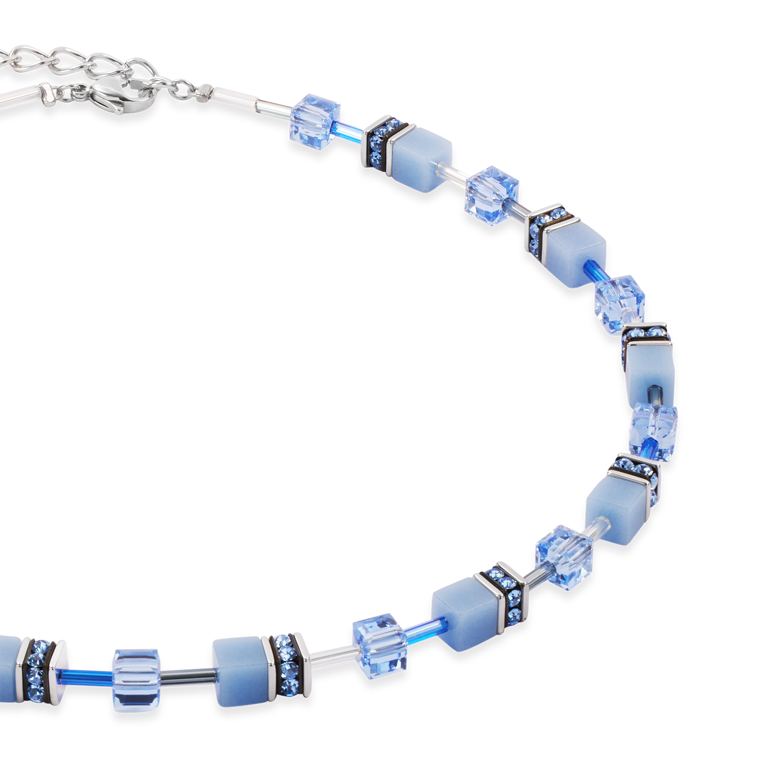 GeoCUBE® Iconic Mono Silber Halskette Blau