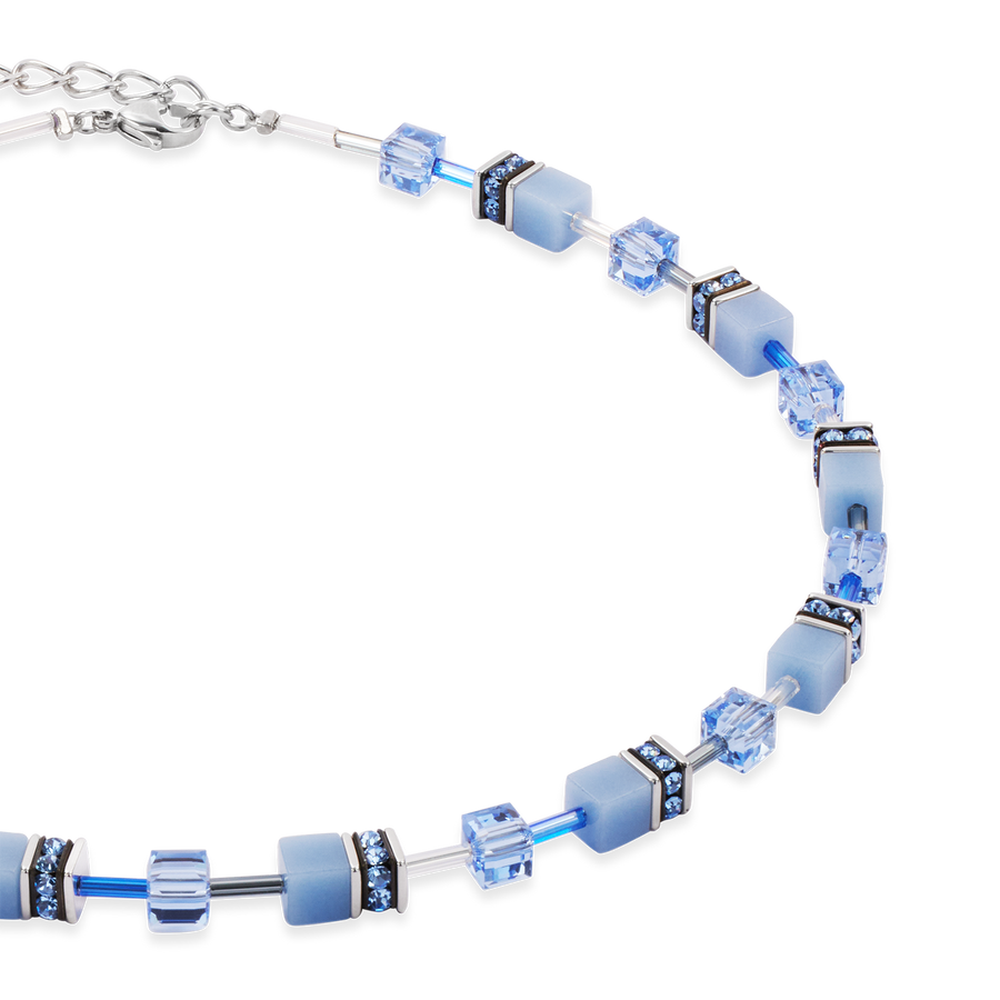GeoCUBE® Iconic Mono Silber Halskette Blau