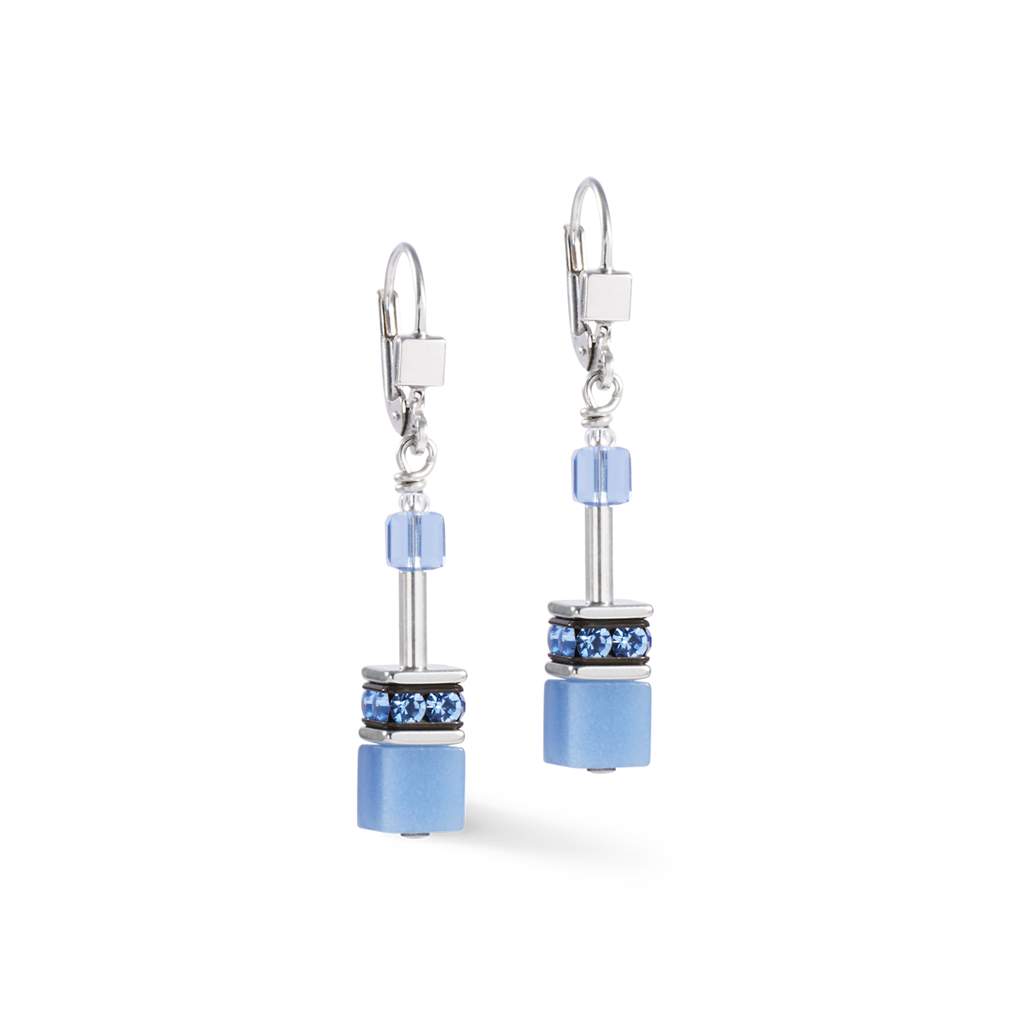 GeoCUBE® Iconic Mono Silber Ohrringe blau