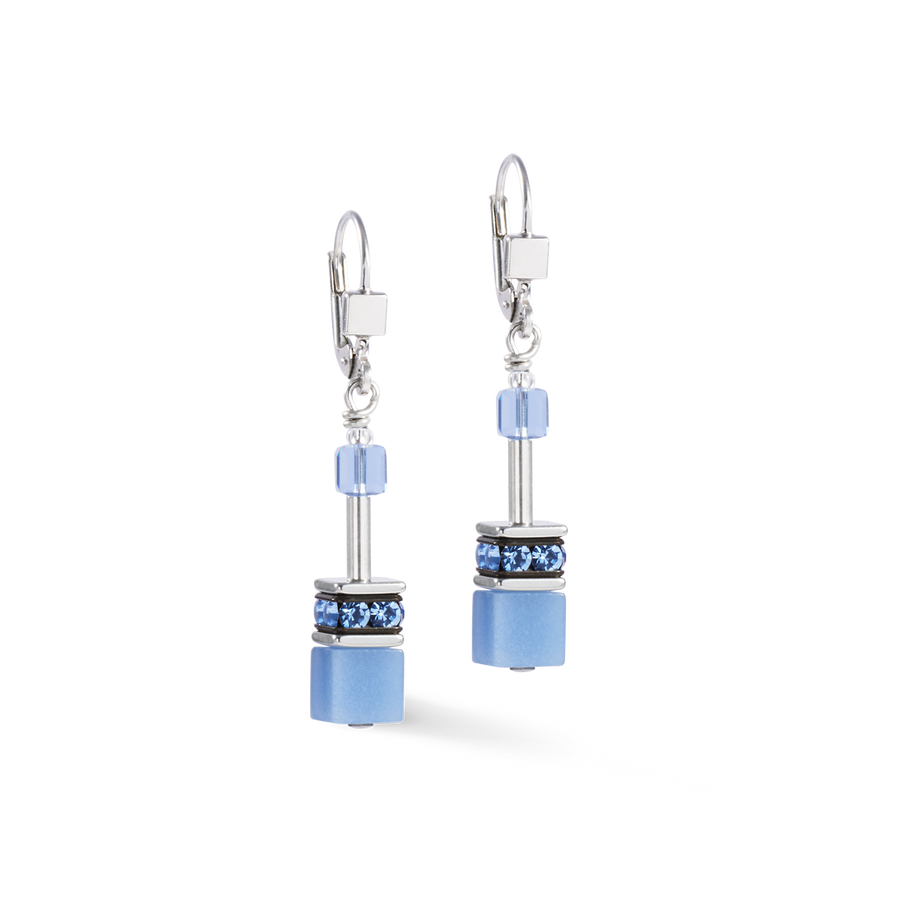 GeoCUBE® Iconic Mono Silber Ohrringe blau