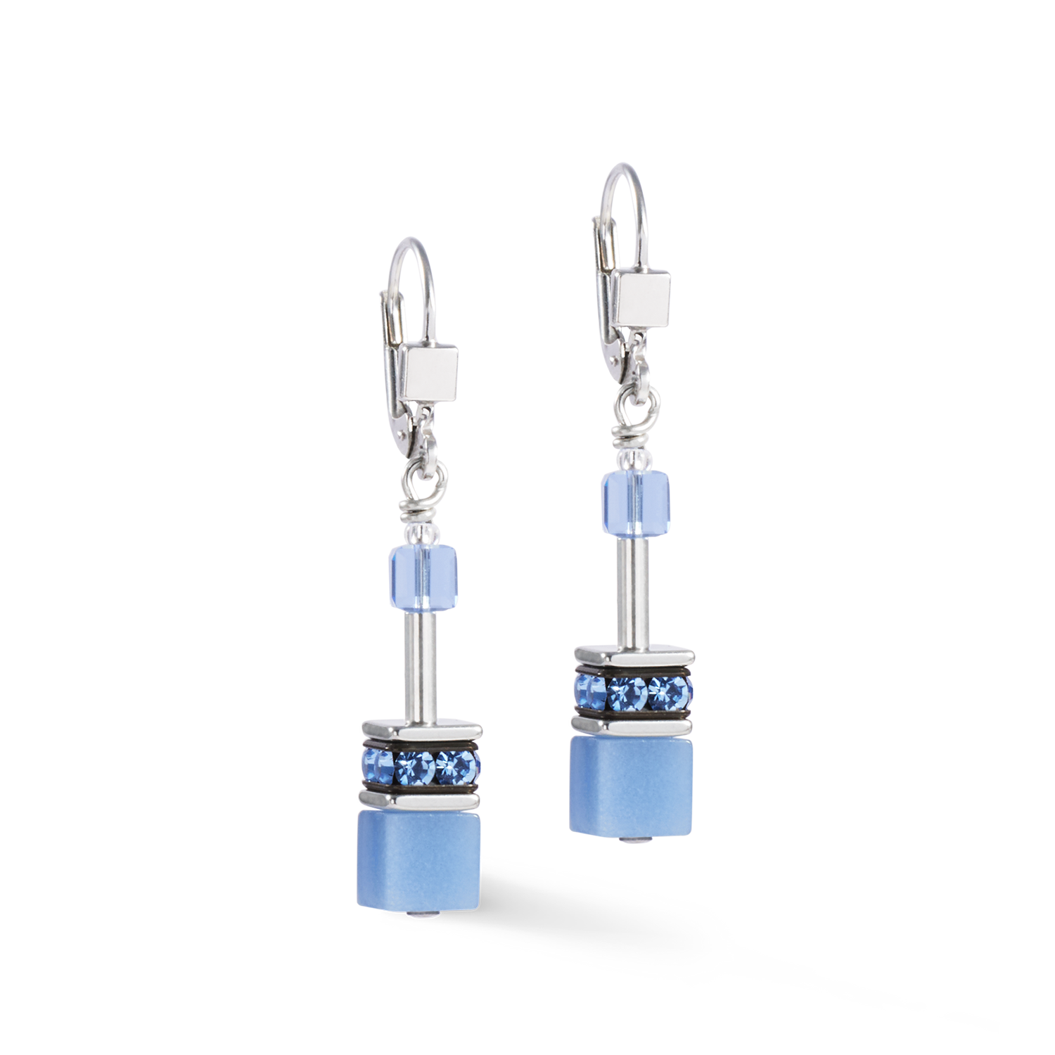GeoCUBE® Iconic Mono Silber Ohrringe blau