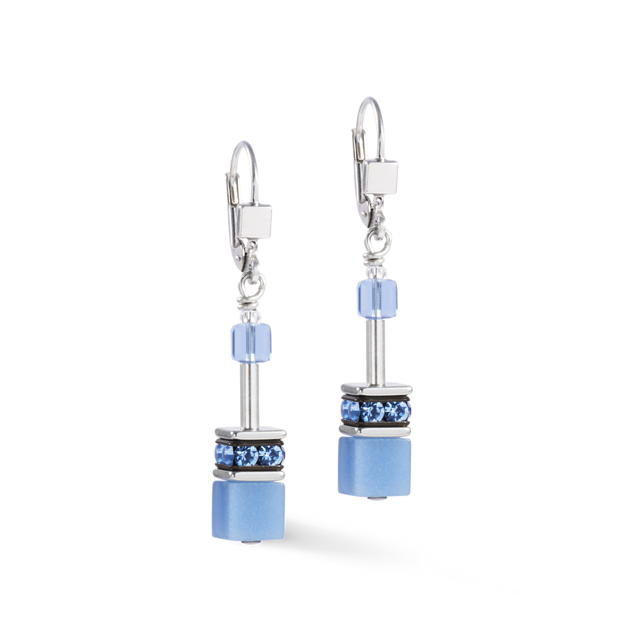 GeoCUBE® Iconic Mono Silber Ohrringe blau