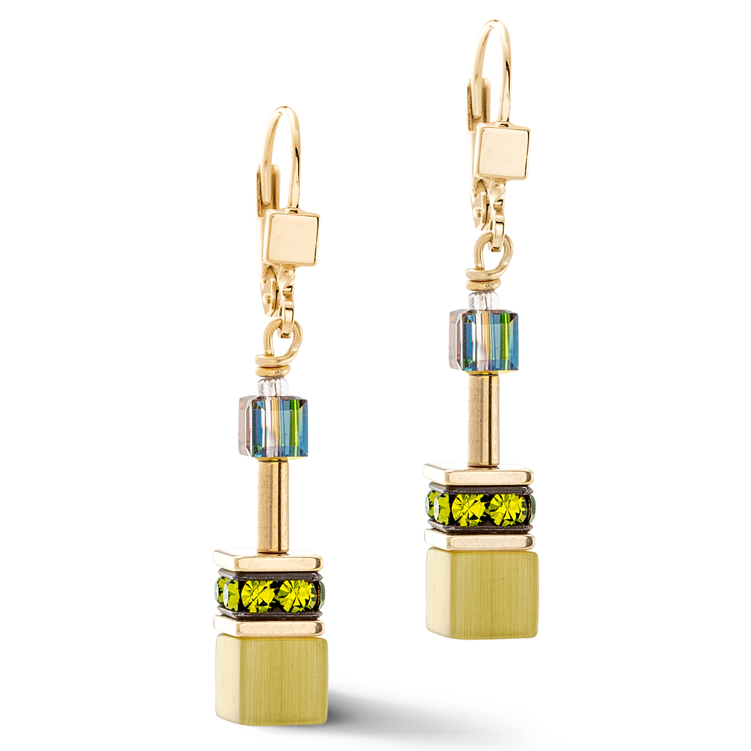 GeoCUBE® Iconic Mono Gold Ohrringe oliv