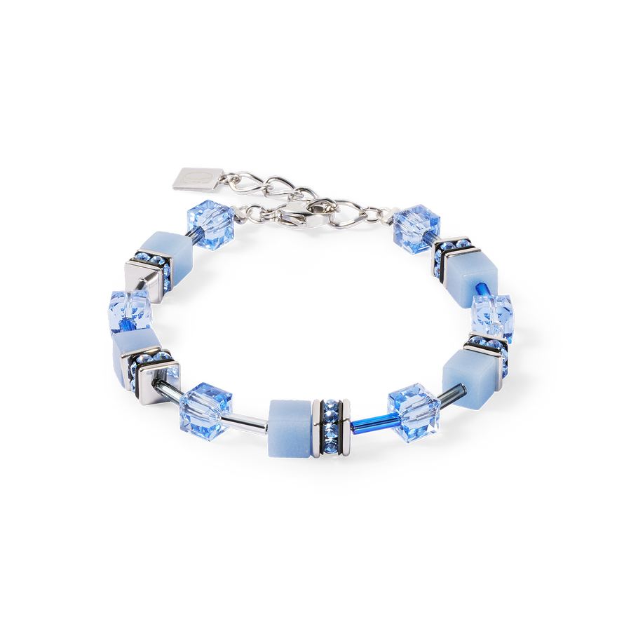 GeoCUBE® Iconic Mono Silber Armband blau