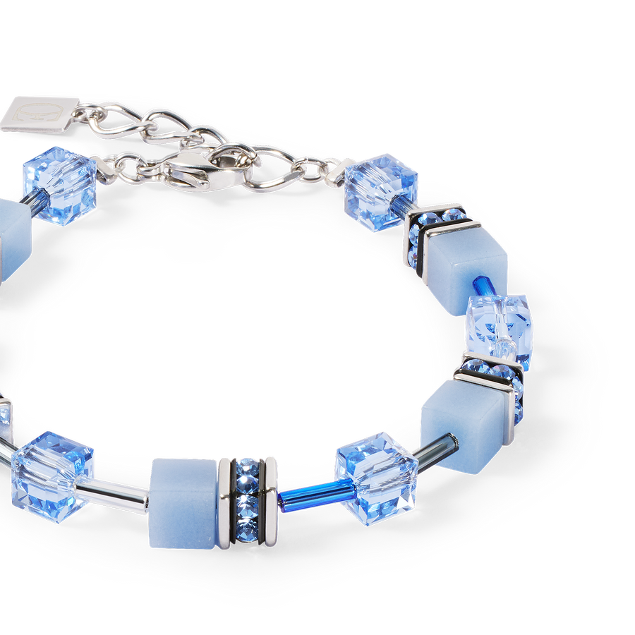 GeoCUBE® Iconic Mono Silber Armband blau
