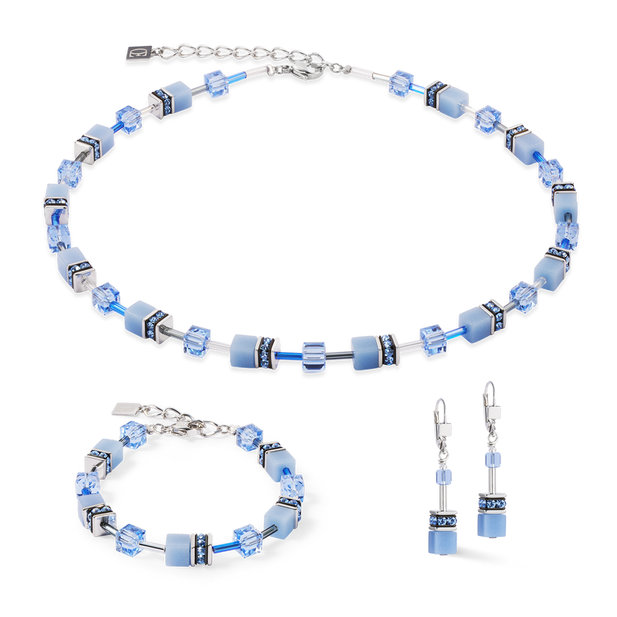 GeoCUBE® Iconic Mono Silber Armband blau