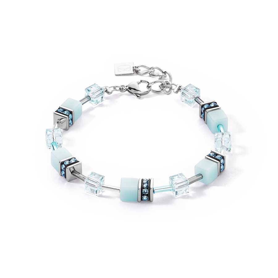 GeoCUBE® Iconic Mono Silber Armband eisblau