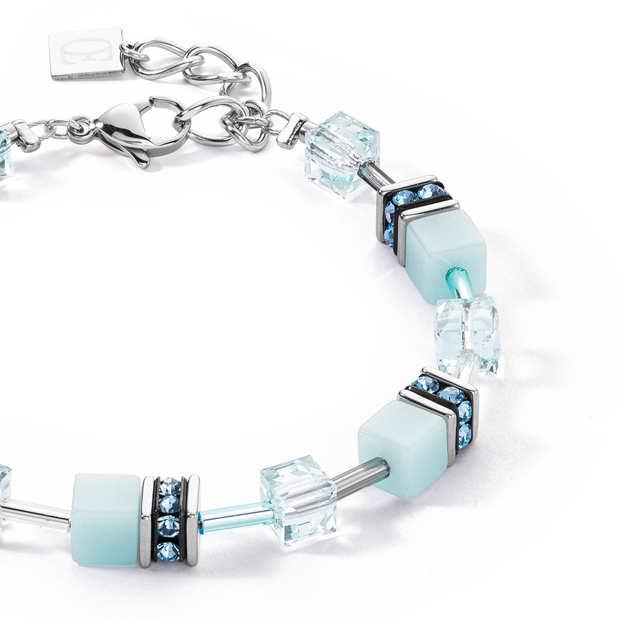 GeoCUBE® Iconic Mono Silber Armband eisblau