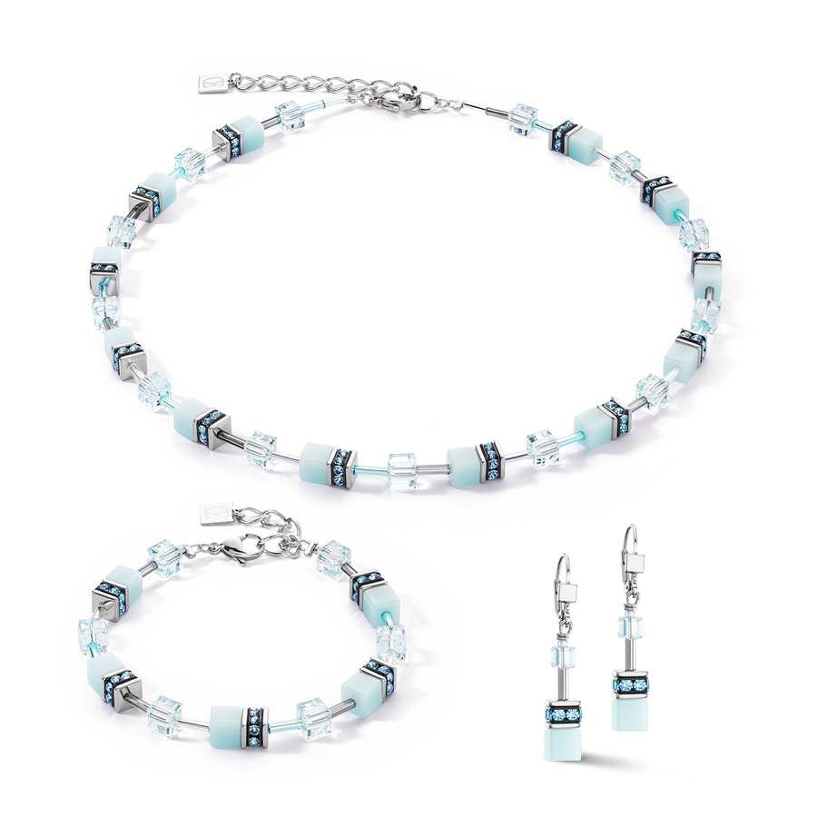GeoCUBE® Iconic Mono Silber Armband eisblau