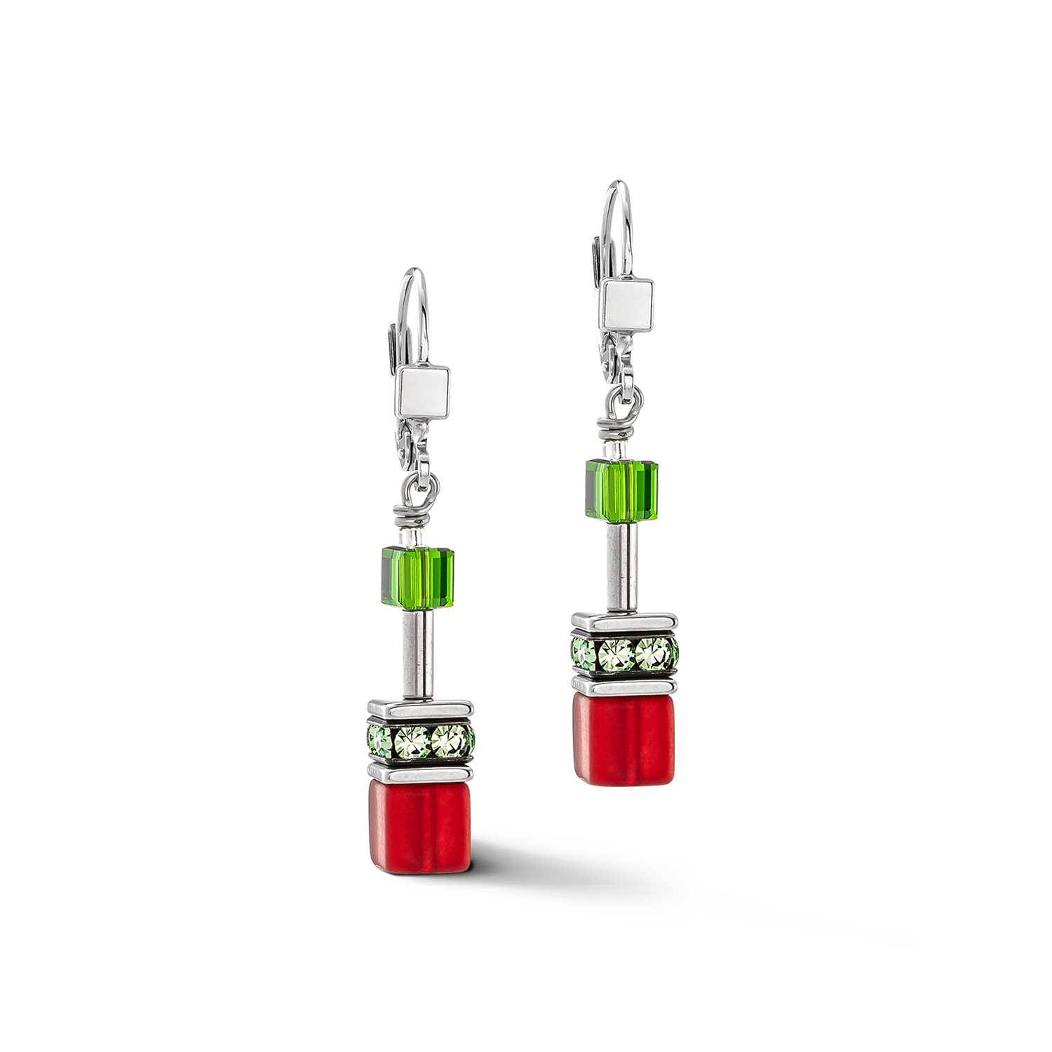 GeoCUBE® Iconic Ohrringe rot-grün