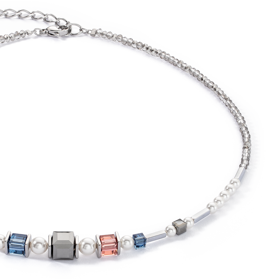 Vintage Pearl Mix Halskette silber-grau