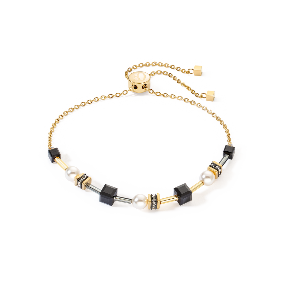 Armband Mysterious Cubes & Pearls gold-schwarz