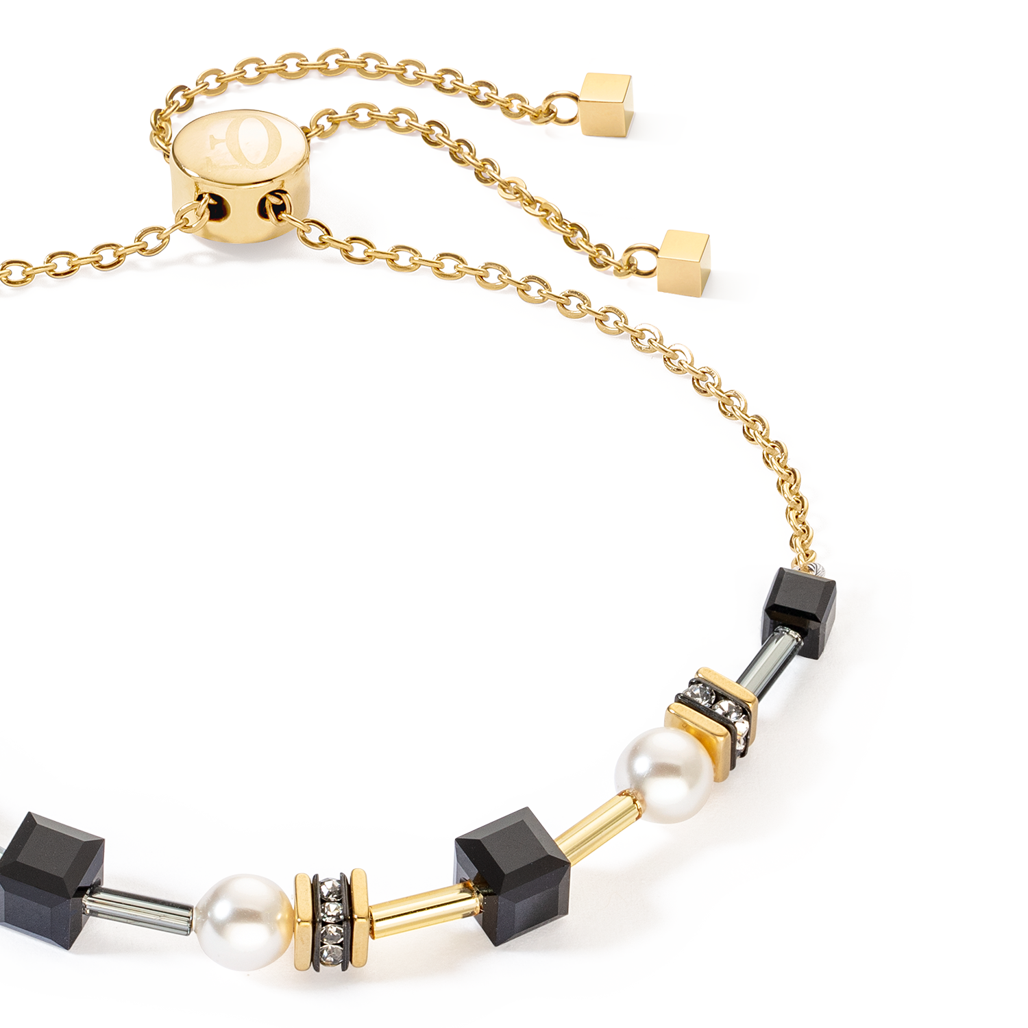 Armband Mysterious Cubes & Pearls gold-schwarz