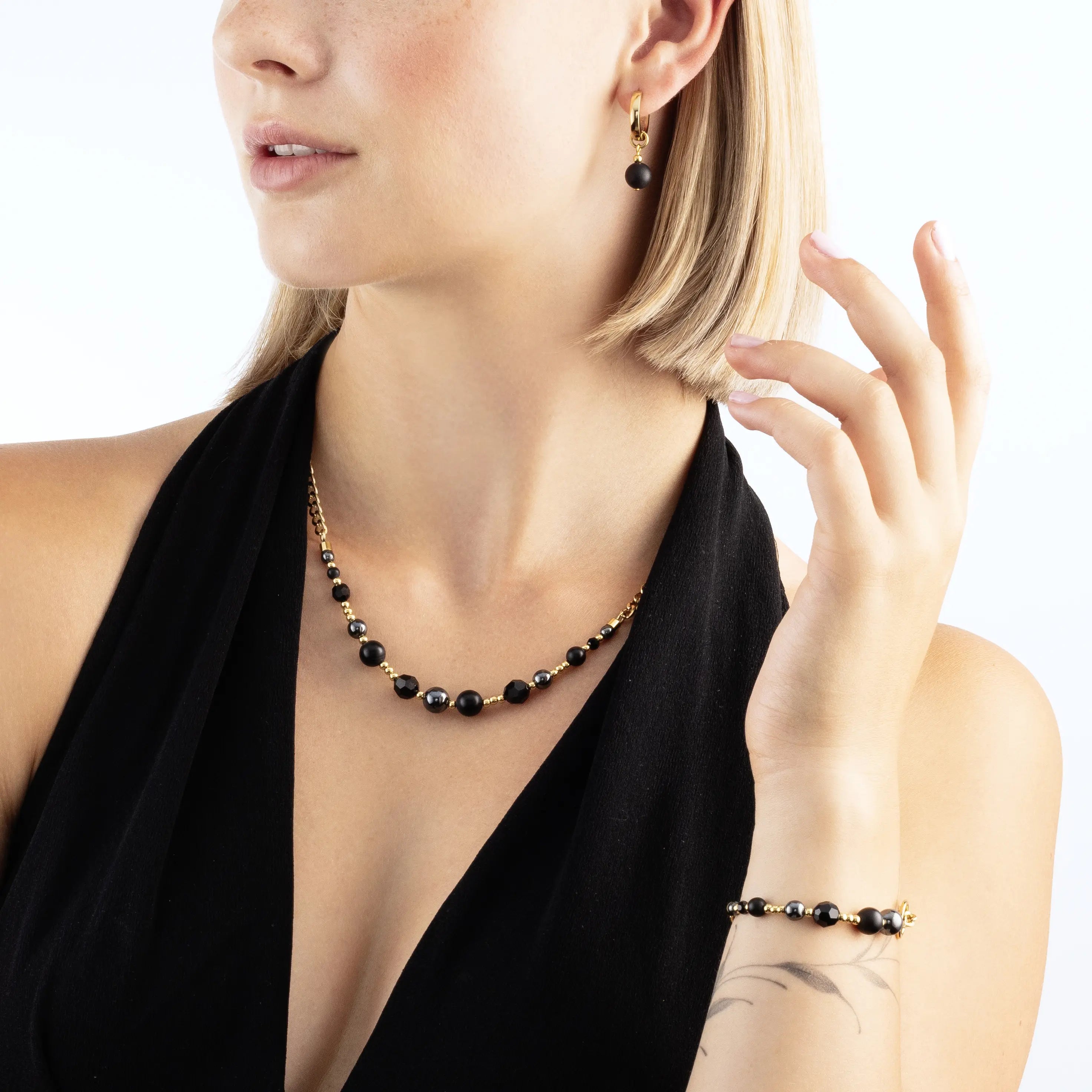 Halskette Pure Spheres gold-schwarz